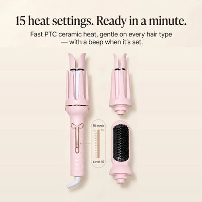 15-level PTC ceramic heat, ready to style in about a minute