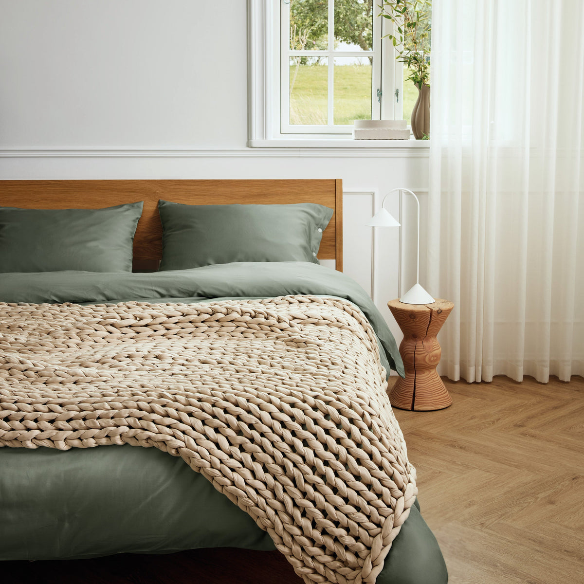 AURTRS morning matcha antimicroial sheet with weighted blanket