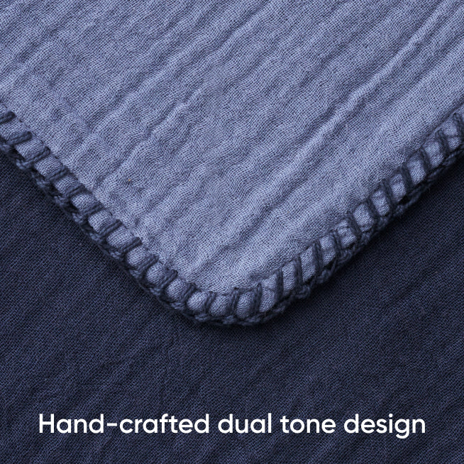 AURTRS double tone midnight blue muslin blanket closeup image