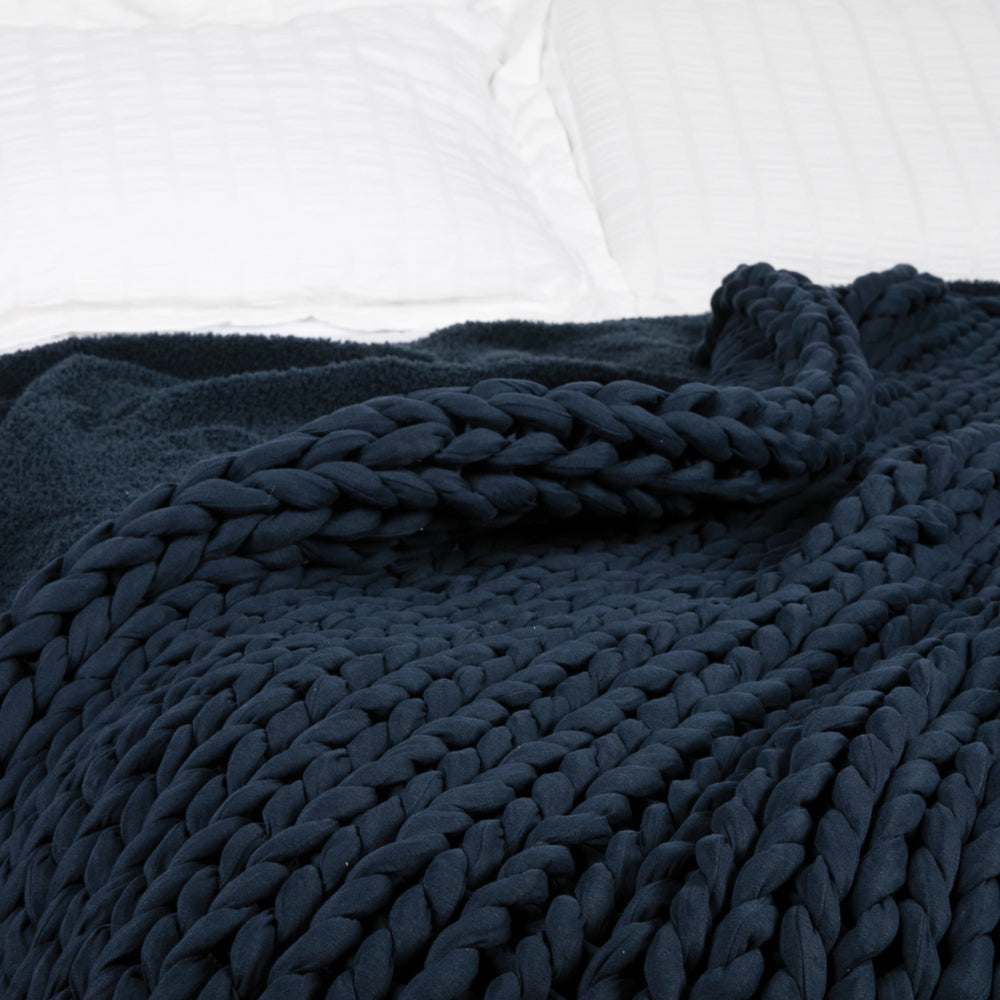 AURTRS Blue Weighted Blanket with plush knit