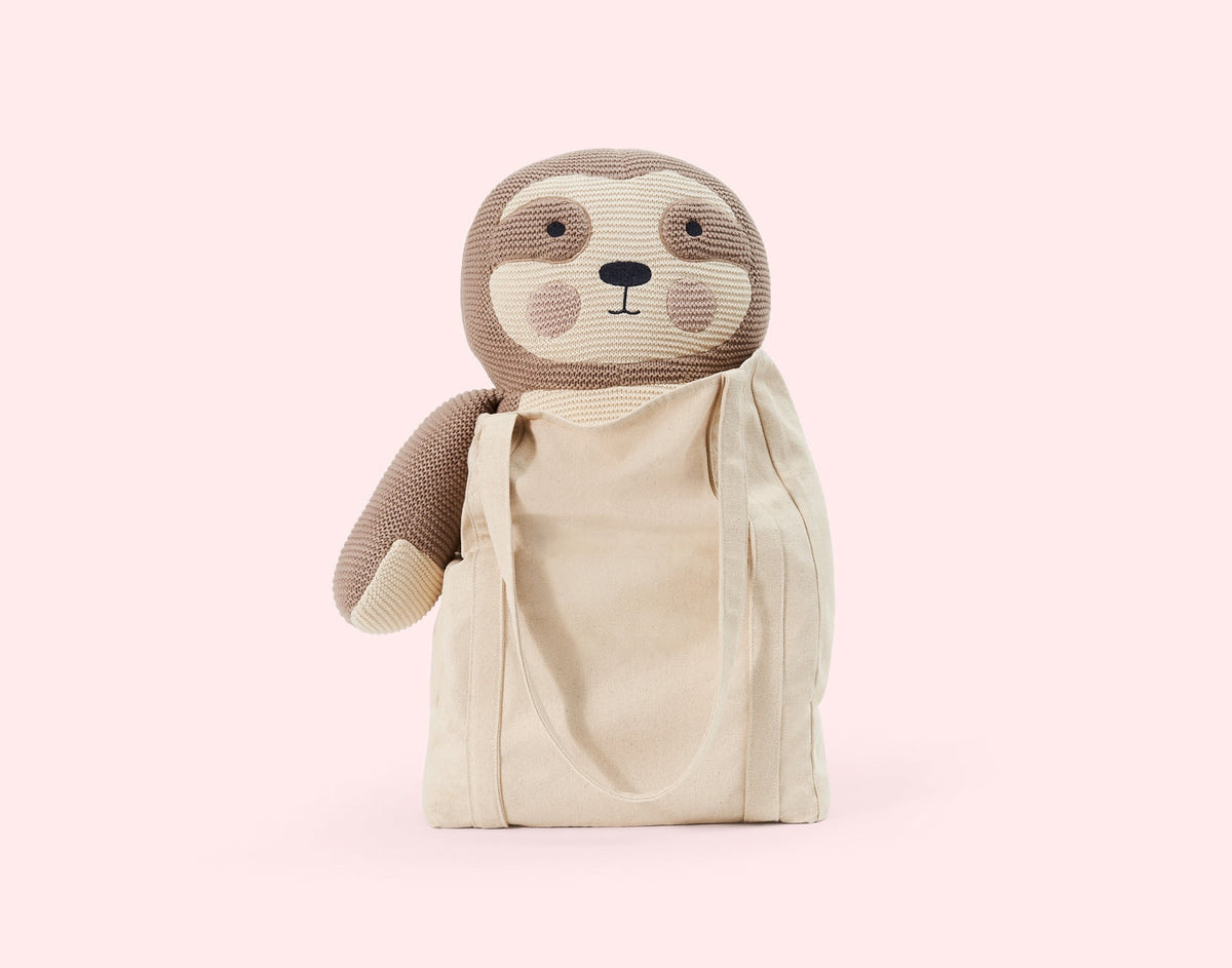 weighted sloth stuffed animal with bag